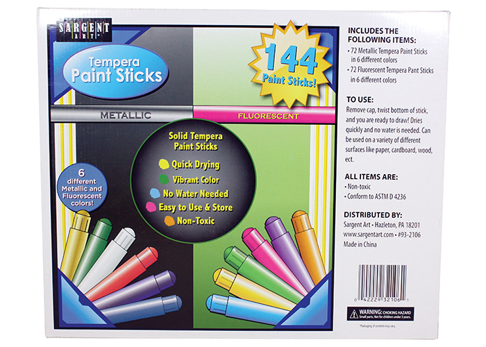 Sargent Art® Tempera Paint Sticks - Set of 144