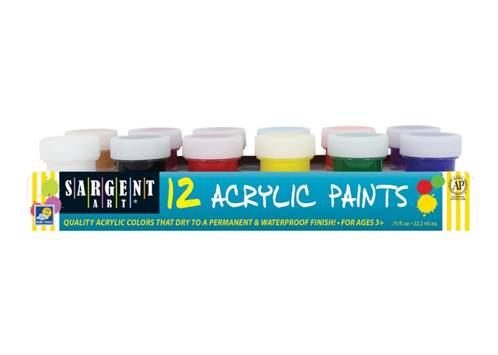 Sargent Art Acrylic Paint Pots - Basic Colors, Set of 6, .75 oz