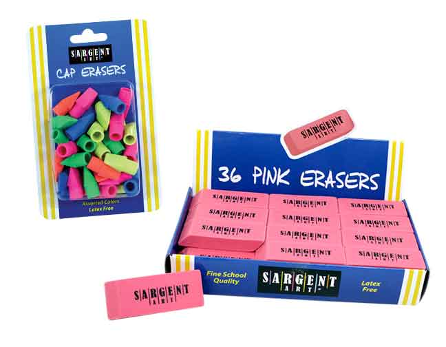 Pink Sargent Art 36-1013 4 Count Eraser Blister Pack 