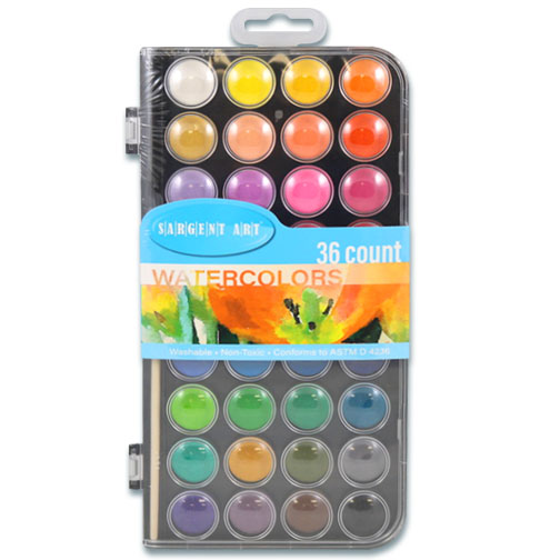 Amazon.com: U.S. Art Supply 36 Color Watercolor Artist Paint Set with  Plastic Palette Lid Case and Paintbrush - Watersoluable Cakes : Arts,  Crafts & Sewing