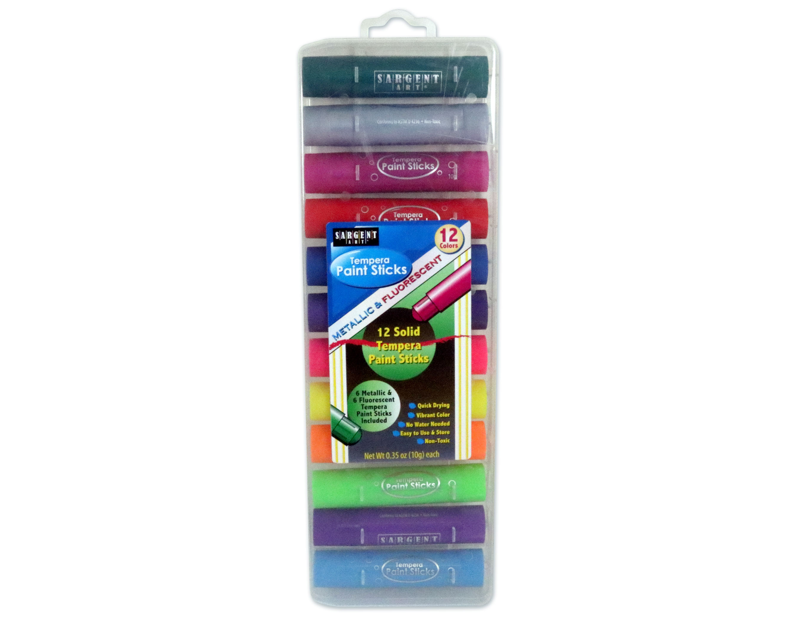 Solid Tempera Paint Sticks, Primary Colors, 6 Per Pack, 6 Packs